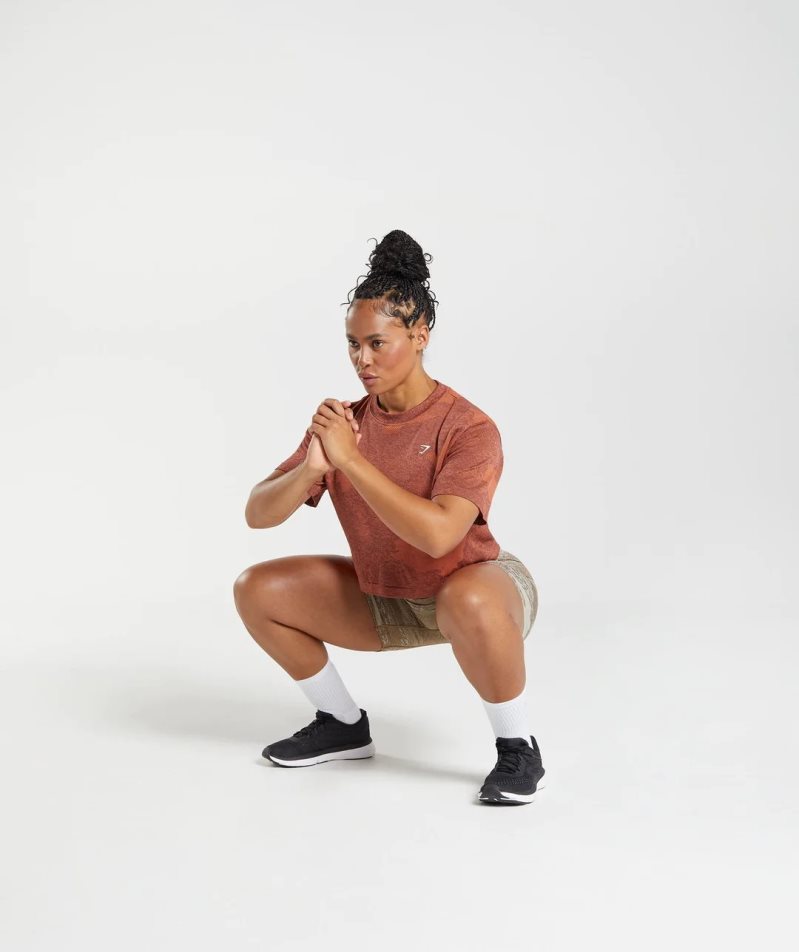 Gymshark Adapt Camo Seamless Női Vágott Felsők Barna | HU-P-574