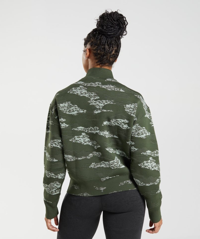 Gymshark Adapt Camo Seamless Pálya Női Kabát Sötétzöld | HU-V-761