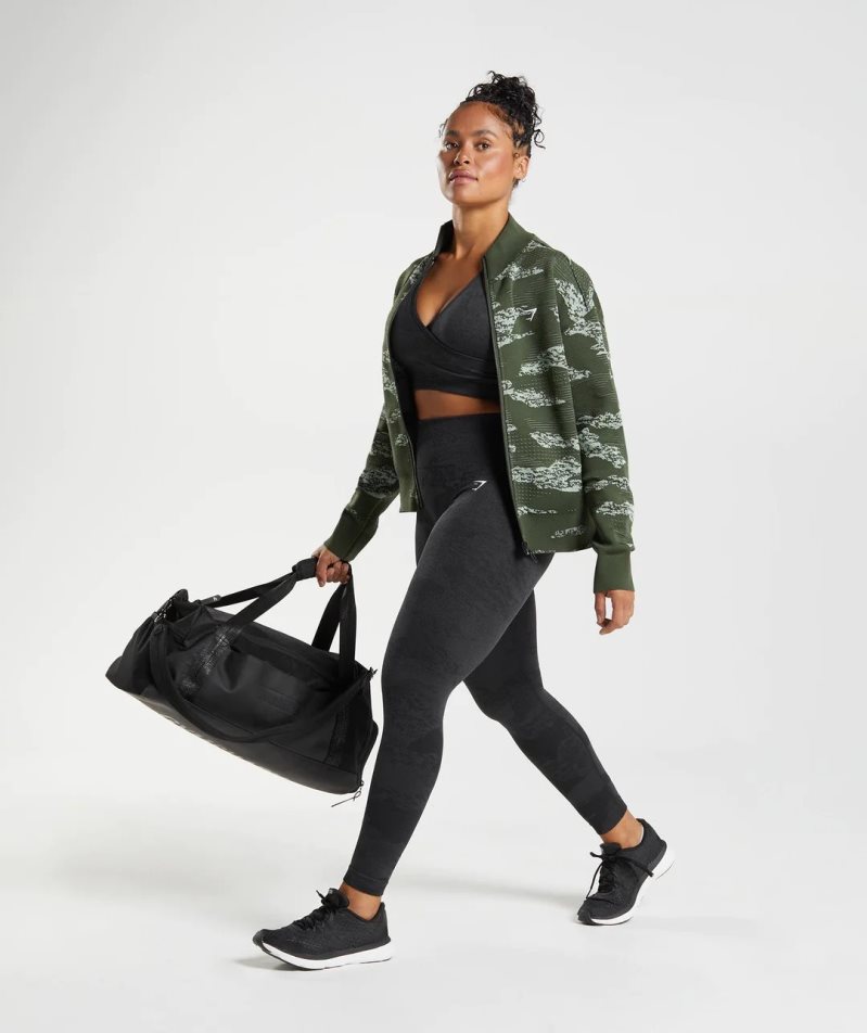 Gymshark Adapt Camo Seamless Pálya Női Kabát Sötétzöld | HU-V-761