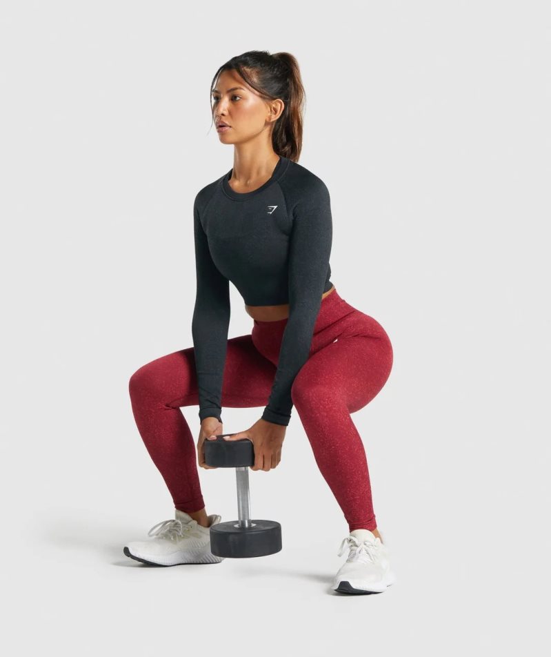 Gymshark Adapt Fleck Seamless Long Sleeve Női Vágott Felsők Fekete | HU-Q-475