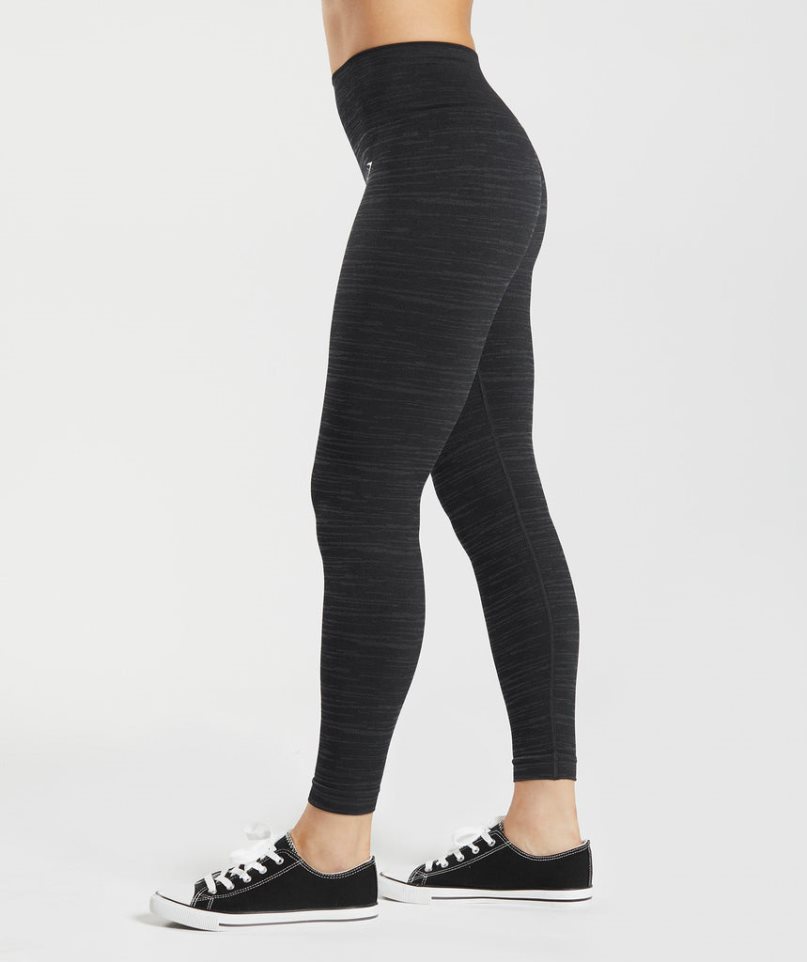 Gymshark Adapt Marl Seamless Női Leggings Fekete | HU-D-608