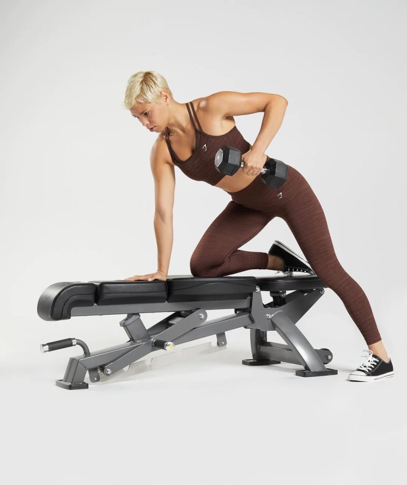 Gymshark Adapt Marl Seamless Női Sportmelltartó Sötétbarna | HU-L-018
