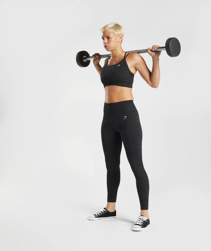 Gymshark Adapt Marl Seamless Női Sportmelltartó Fekete | HU-M-057