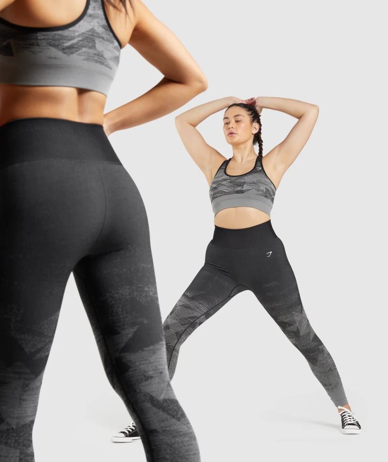 Gymshark Adapt Ombre Seamless Női Leggings Fekete | HU-I-509