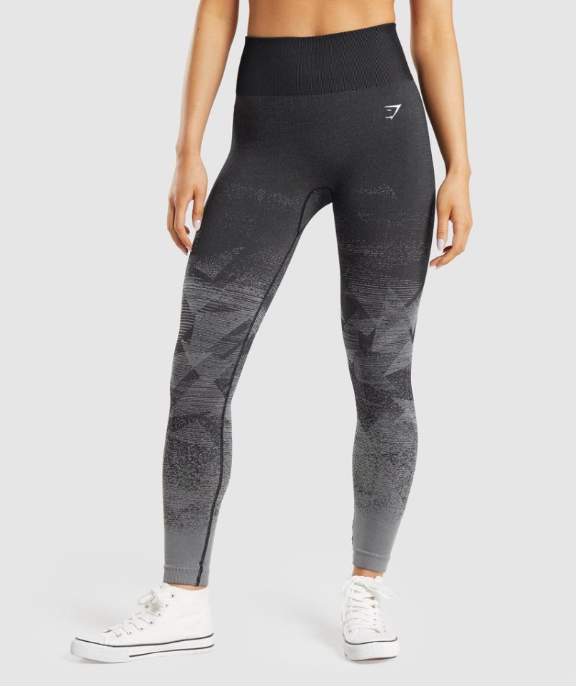 Gymshark Adapt Ombre Seamless Női Leggings Fekete | HU-I-509