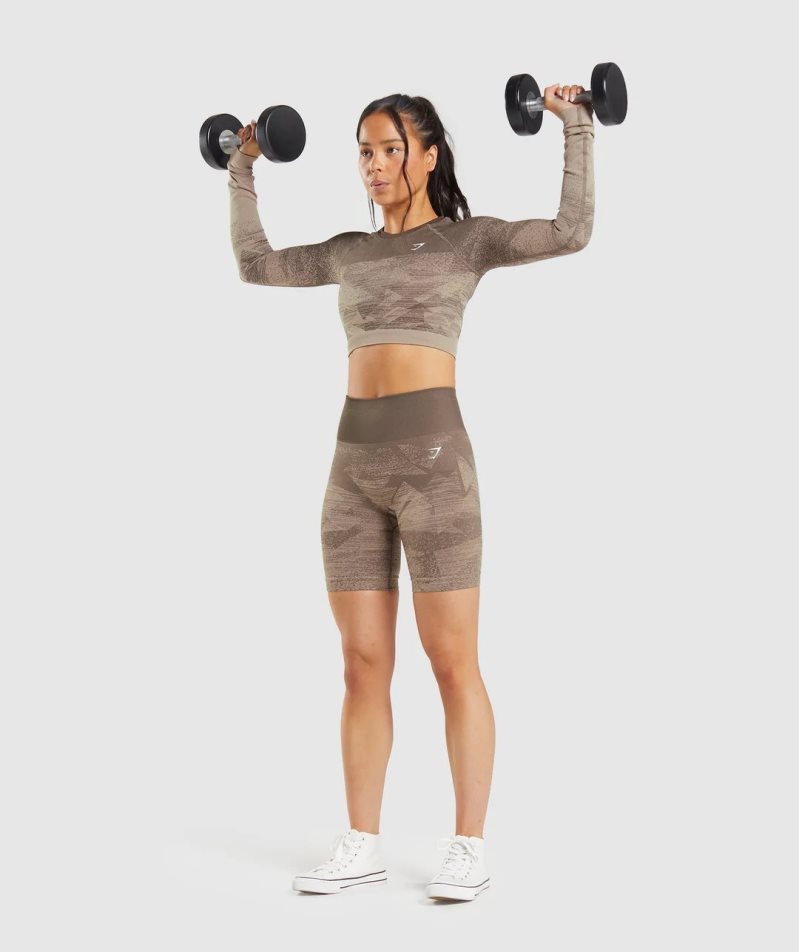 Gymshark Adapt Ombre Seamless Női Rövidnadrág Barna | HU-N-234