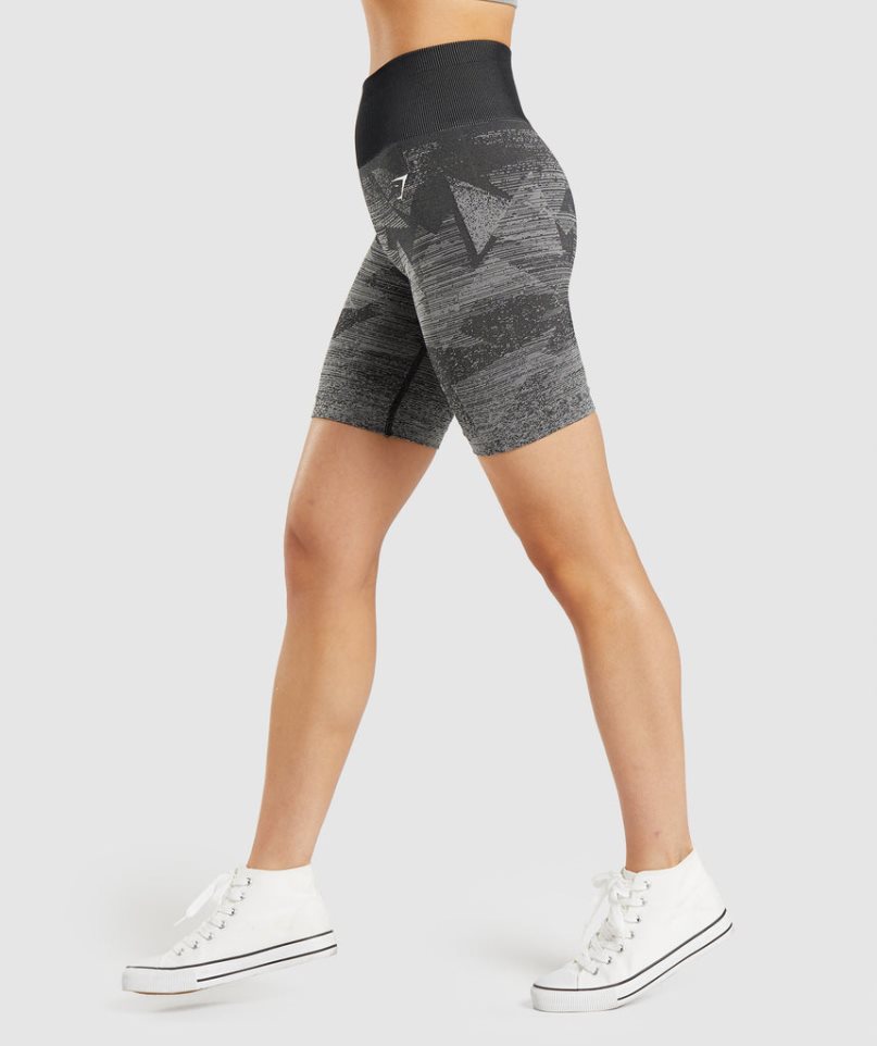 Gymshark Adapt Ombre Seamless Női Rövidnadrág Fekete | HU-O-701
