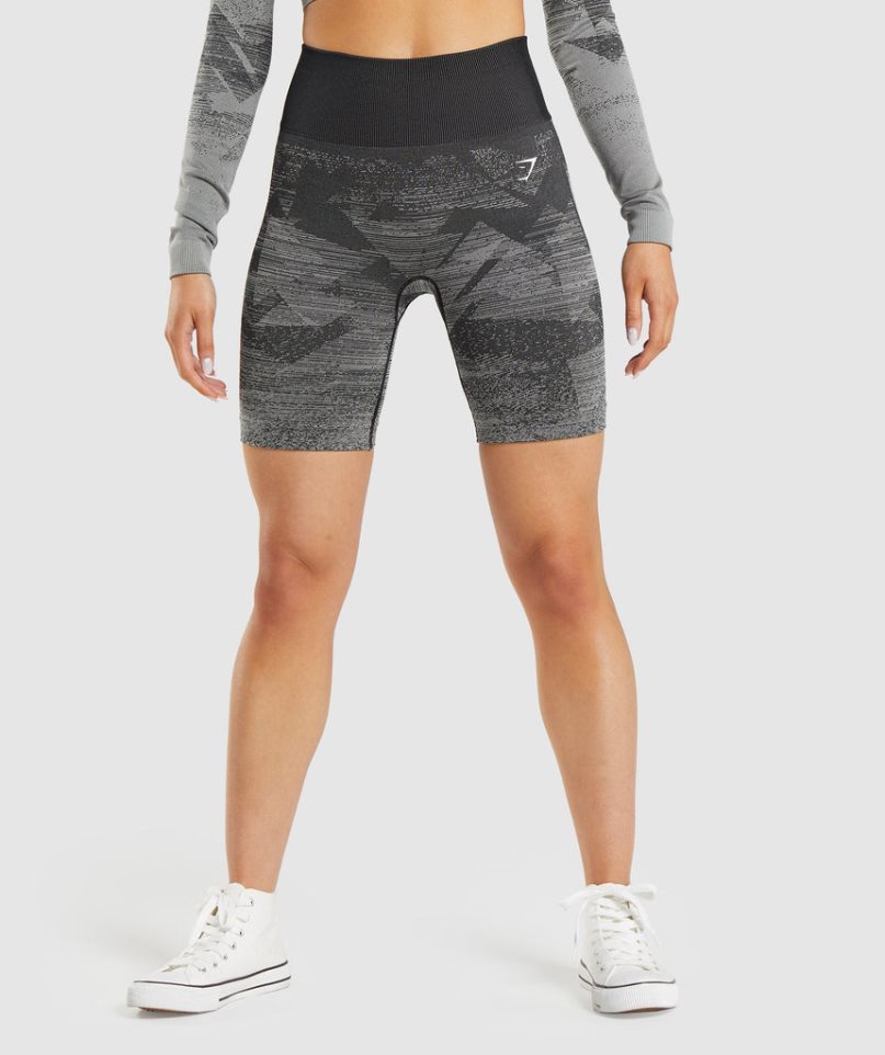 Gymshark Adapt Ombre Seamless Női Rövidnadrág Fekete | HU-O-701
