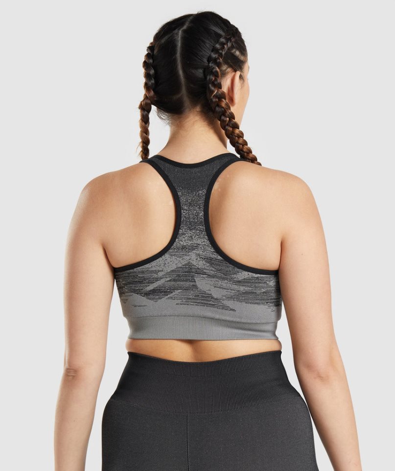 Gymshark Adapt Ombre Seamless Női Sportmelltartó Fekete | HU-Q-481