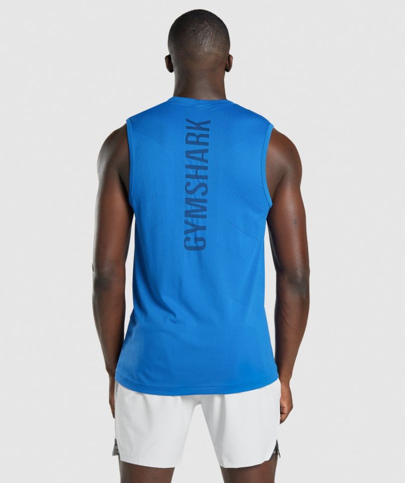 Gymshark Apex Férfi Ujjatlan Póló Kék | HU-V-718