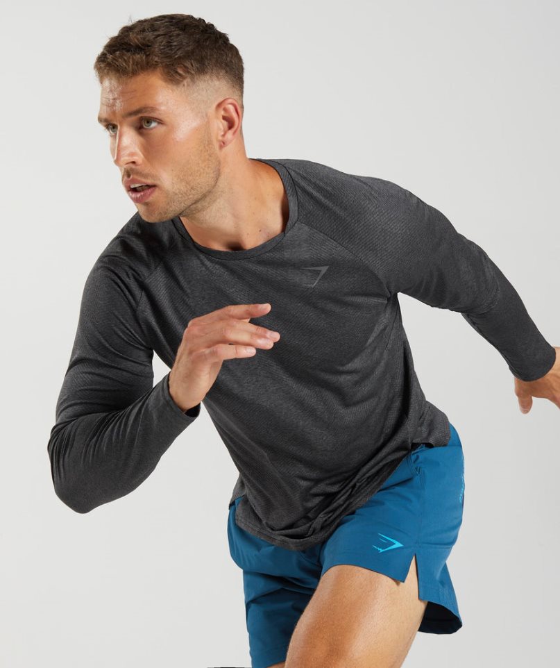 Gymshark Apex Long Sleeve Férfi Póló Fekete | HU-Q-058