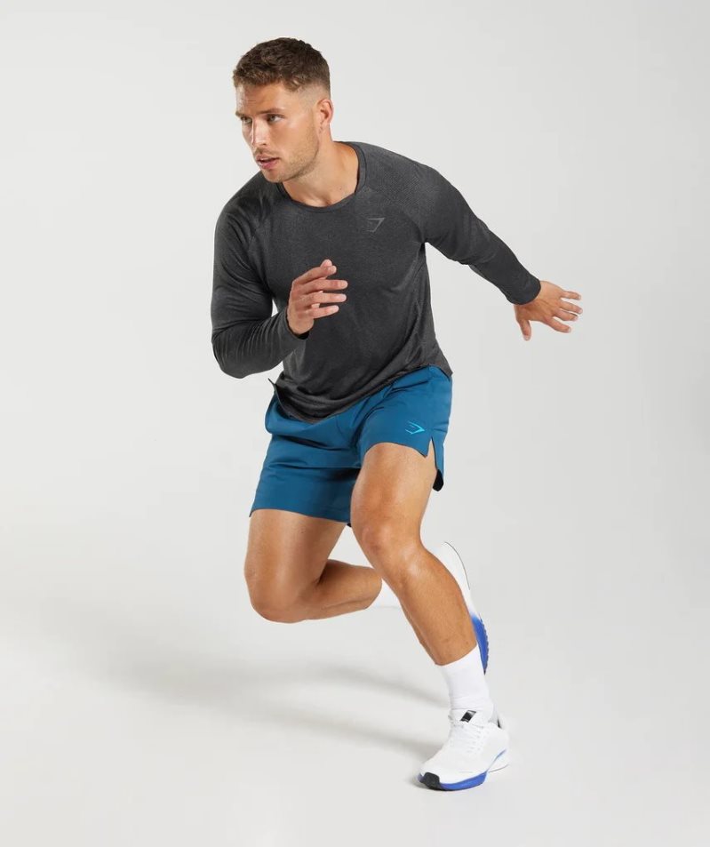 Gymshark Apex Long Sleeve Férfi Póló Fekete | HU-Q-058