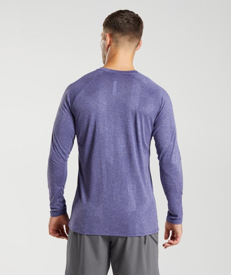 Gymshark Apex Long Sleeve Férfi Póló Lila | HU-Y-057