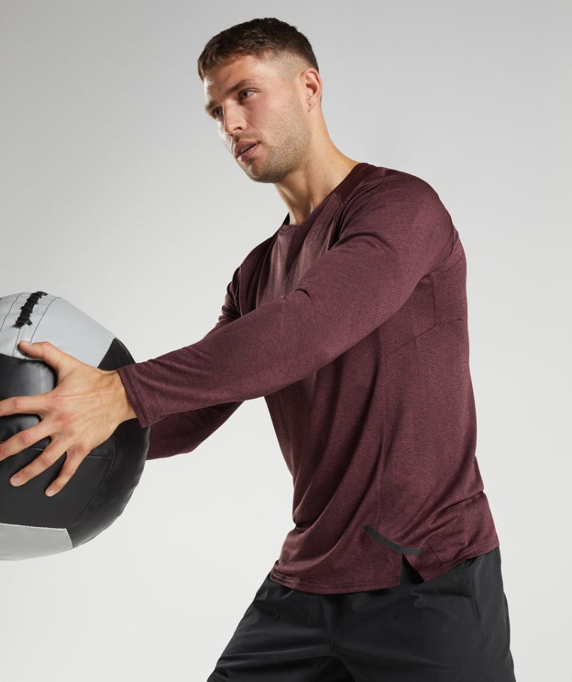Gymshark Apex Long Sleeve Férfi Póló Sötétbarna | HU-E-356