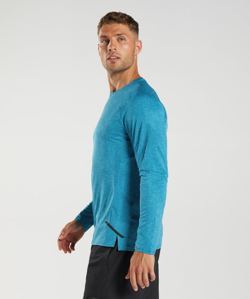 Gymshark Apex Long Sleeve Férfi Póló Türkiz | HU-B-758
