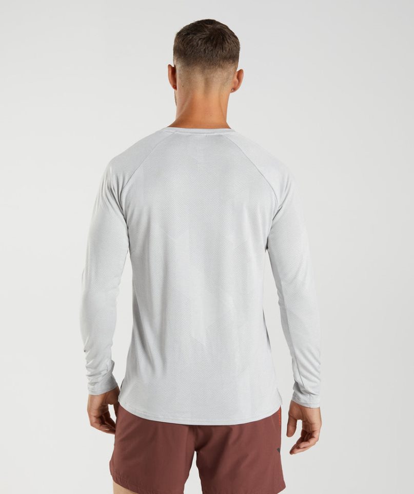 Gymshark Apex Long Sleeve Férfi Póló Világos Szürke | HU-D-153