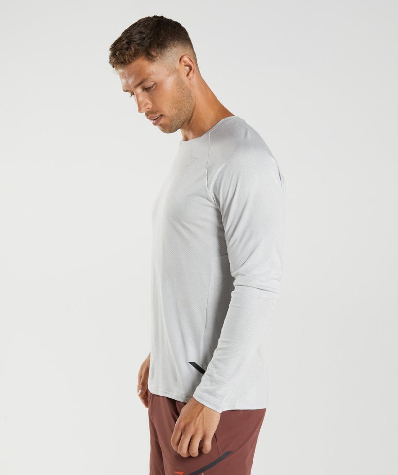 Gymshark Apex Long Sleeve Férfi Póló Világos Szürke | HU-D-153