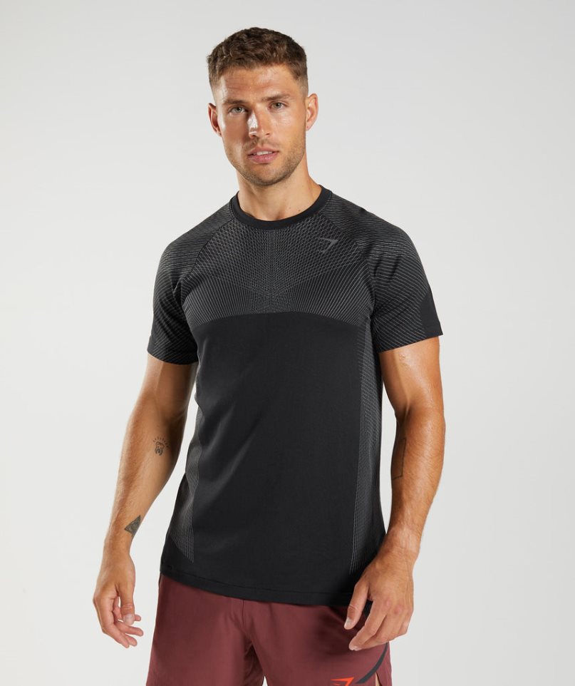 Gymshark Apex Seamless Férfi Póló Fekete | HU-H-428