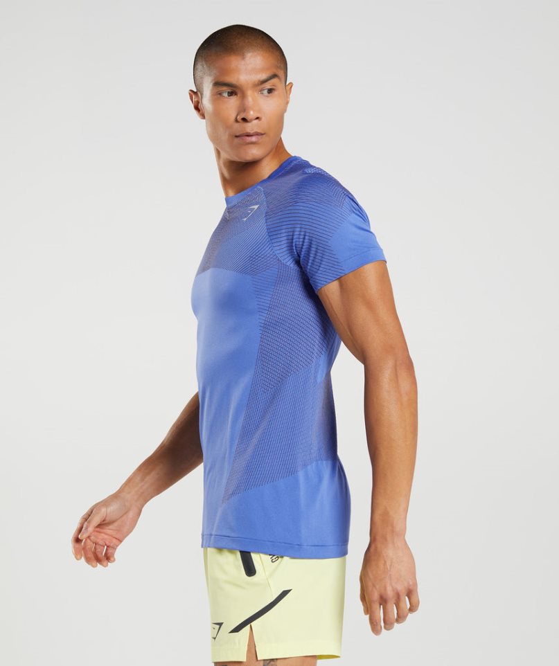Gymshark Apex Seamless Férfi Póló Kék | HU-B-467