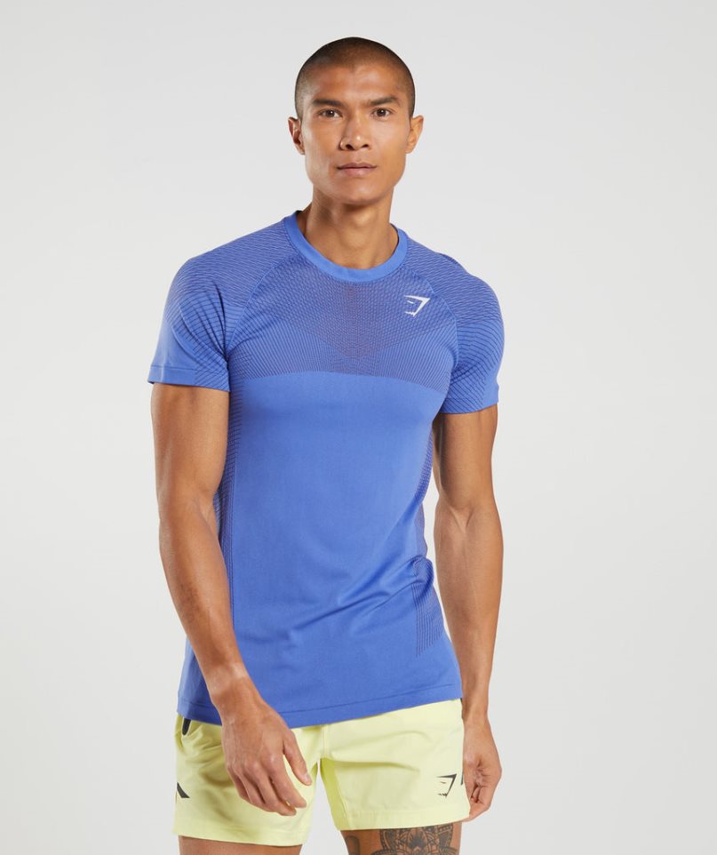 Gymshark Apex Seamless Férfi Póló Kék | HU-B-467