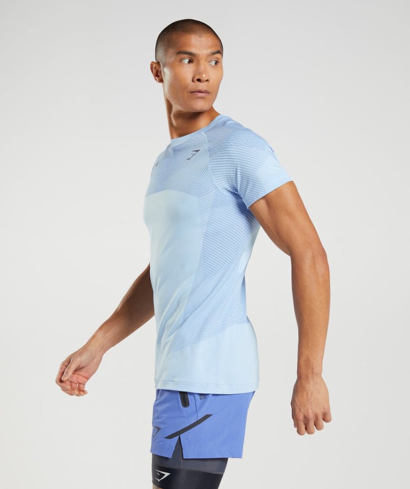 Gymshark Apex Seamless Férfi Póló Világos Kék | HU-X-904
