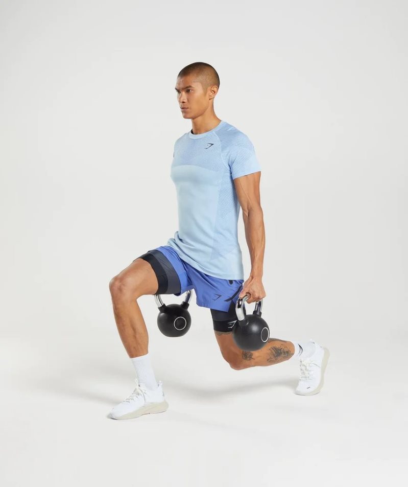 Gymshark Apex Seamless Férfi Póló Világos Kék | HU-X-904