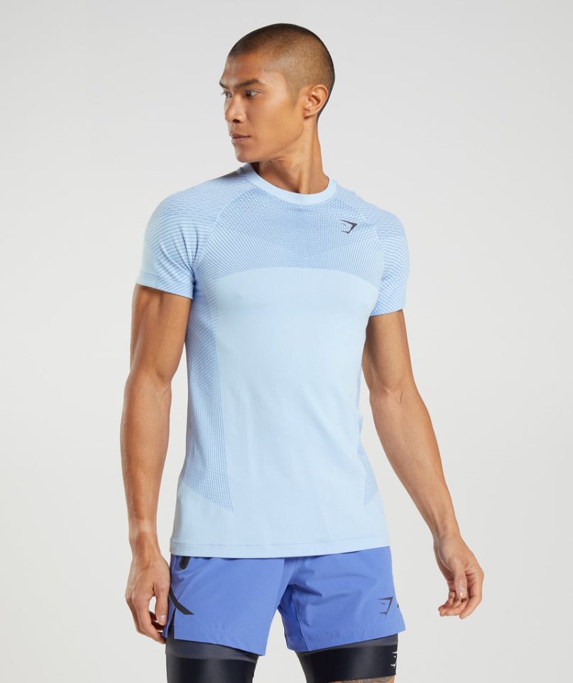 Gymshark Apex Seamless Férfi Póló Világos Kék | HU-X-904
