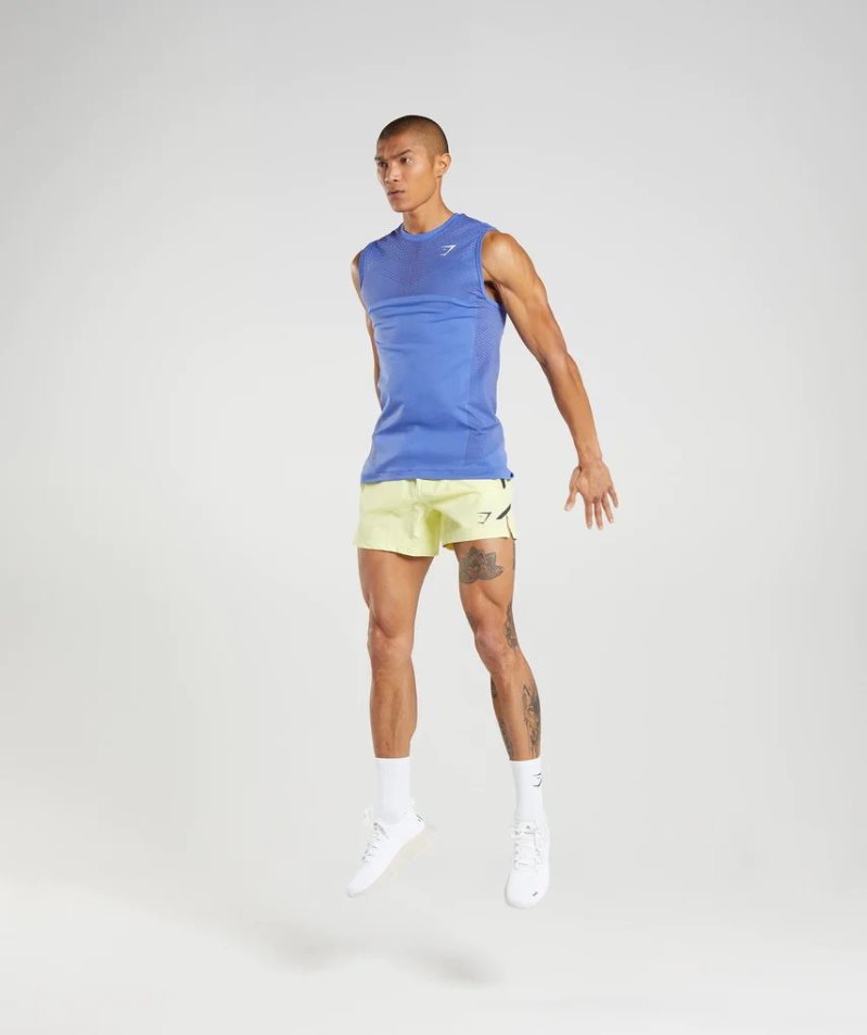 Gymshark Apex Seamless Férfi Ujjatlan Póló Kék | HU-A-059