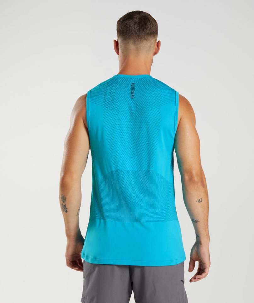 Gymshark Apex Seamless Férfi Ujjatlan Póló Kék | HU-B-975