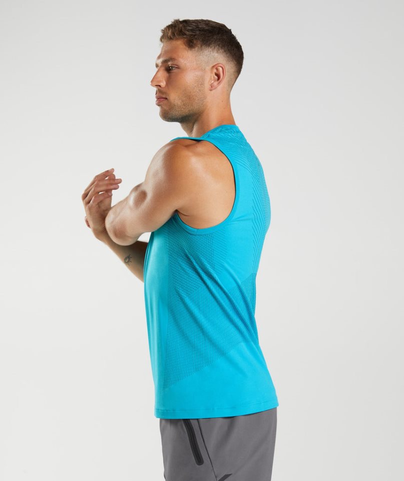 Gymshark Apex Seamless Férfi Ujjatlan Póló Kék | HU-B-975