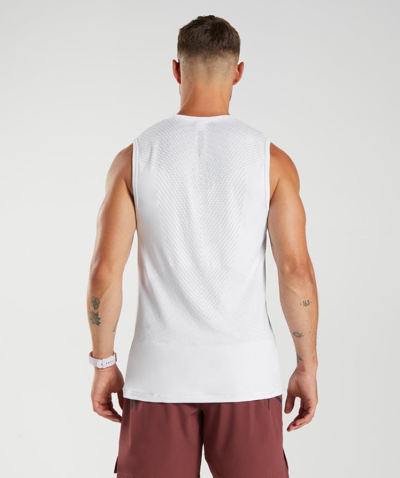 Gymshark Apex Seamless Férfi Ujjatlan Póló Fehér | HU-K-168