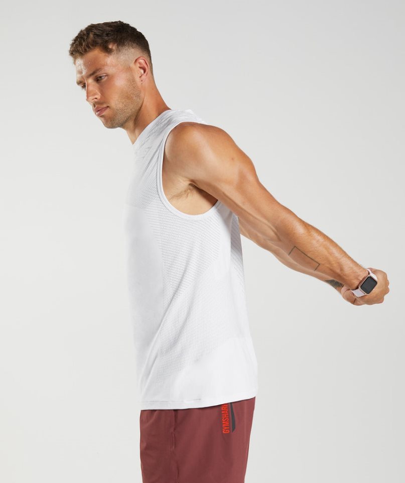 Gymshark Apex Seamless Férfi Ujjatlan Póló Fehér | HU-K-168