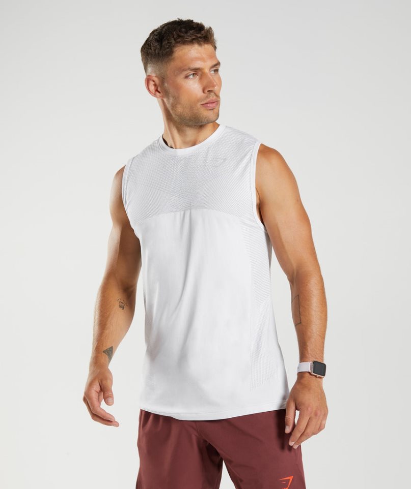 Gymshark Apex Seamless Férfi Ujjatlan Póló Fehér | HU-K-168