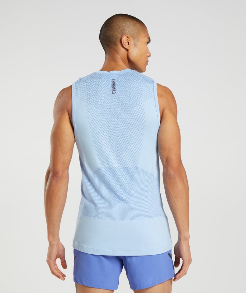 Gymshark Apex Seamless Férfi Ujjatlan Póló Világos Kék | HU-P-532