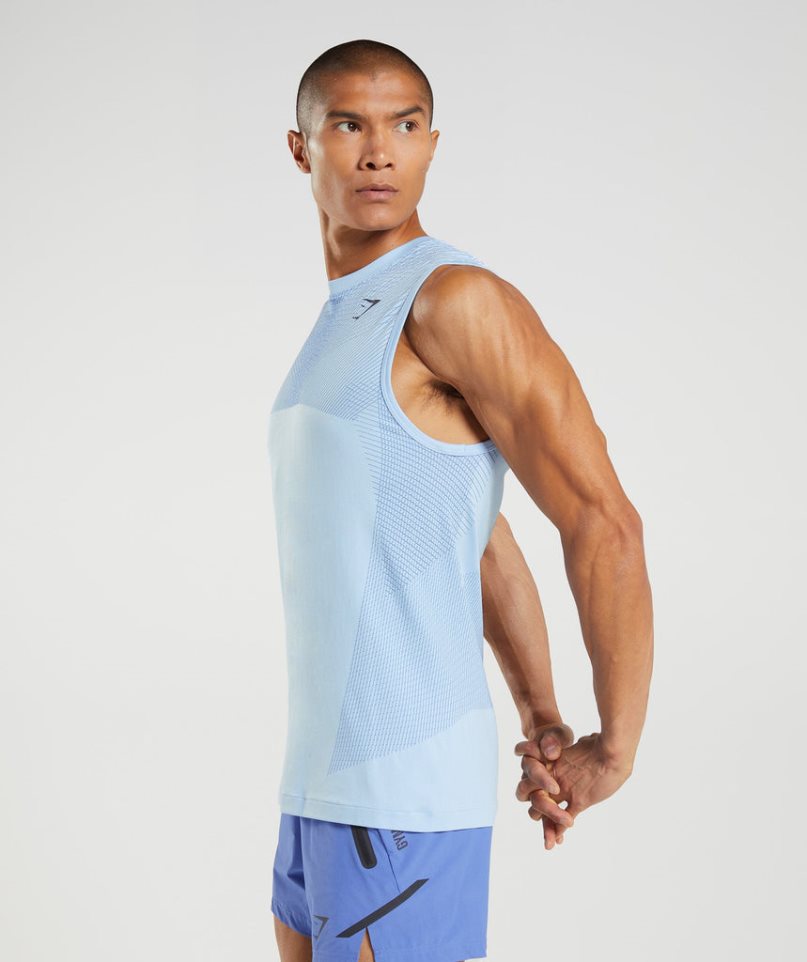 Gymshark Apex Seamless Férfi Ujjatlan Póló Világos Kék | HU-P-532