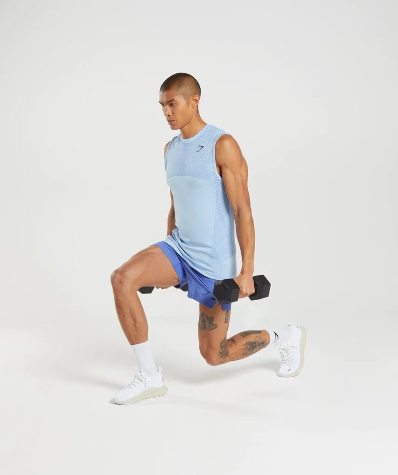 Gymshark Apex Seamless Férfi Ujjatlan Póló Világos Kék | HU-P-532