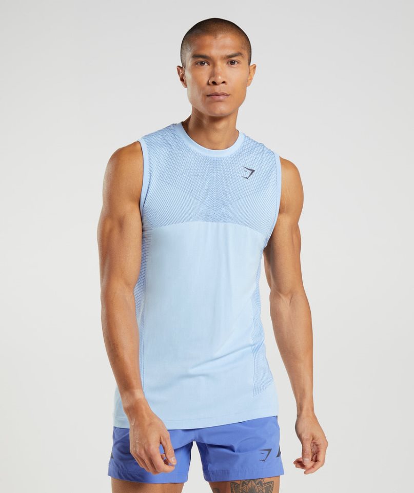 Gymshark Apex Seamless Férfi Ujjatlan Póló Világos Kék | HU-P-532