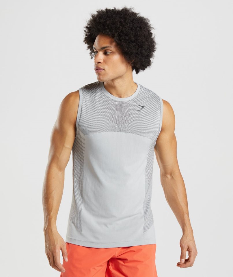 Gymshark Apex Seamless Férfi Ujjatlan Póló Világos Szürke | HU-P-921