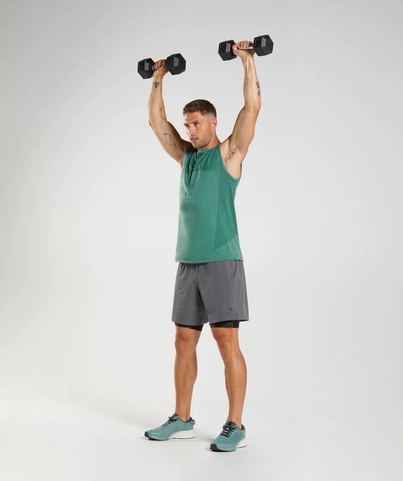 Gymshark Apex Seamless Férfi Ujjatlan Póló Zöld | HU-V-726