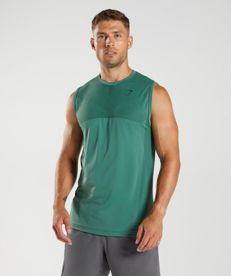 Gymshark Apex Seamless Férfi Ujjatlan Póló Zöld | HU-V-726