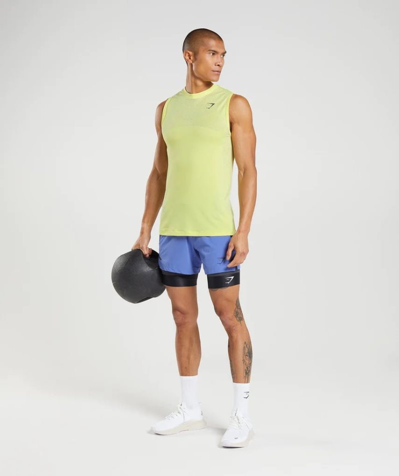Gymshark Apex Seamless Férfi Ujjatlan Póló Sárga | HU-W-035