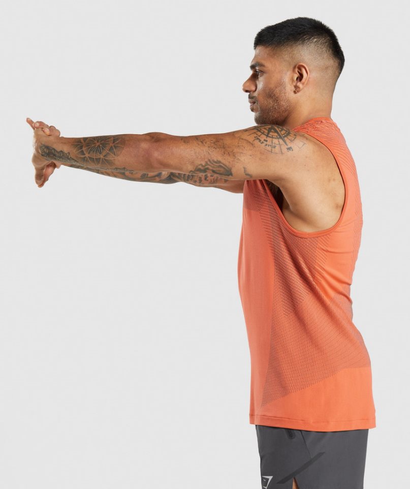 Gymshark Apex Seamless Férfi Ujjatlan Póló Narancssárga | HU-Z-219