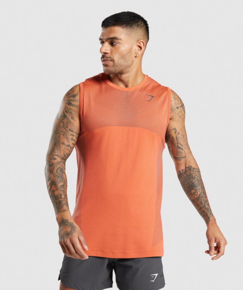 Gymshark Apex Seamless Férfi Ujjatlan Póló Narancssárga | HU-Z-219
