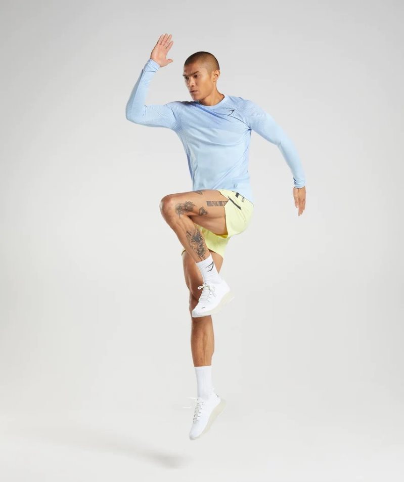 Gymshark Apex Seamless Long Sleeve Férfi Póló Világos Kék | HU-I-253