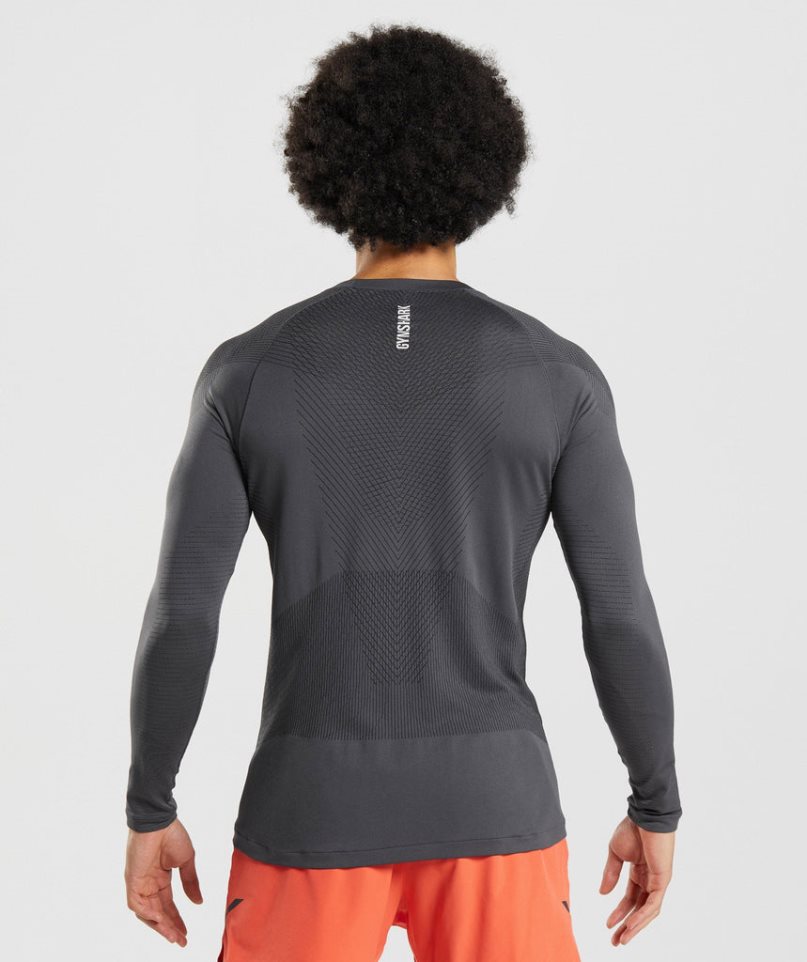 Gymshark Apex Seamless Long Sleeve Férfi Póló Sötétszürke | HU-S-502