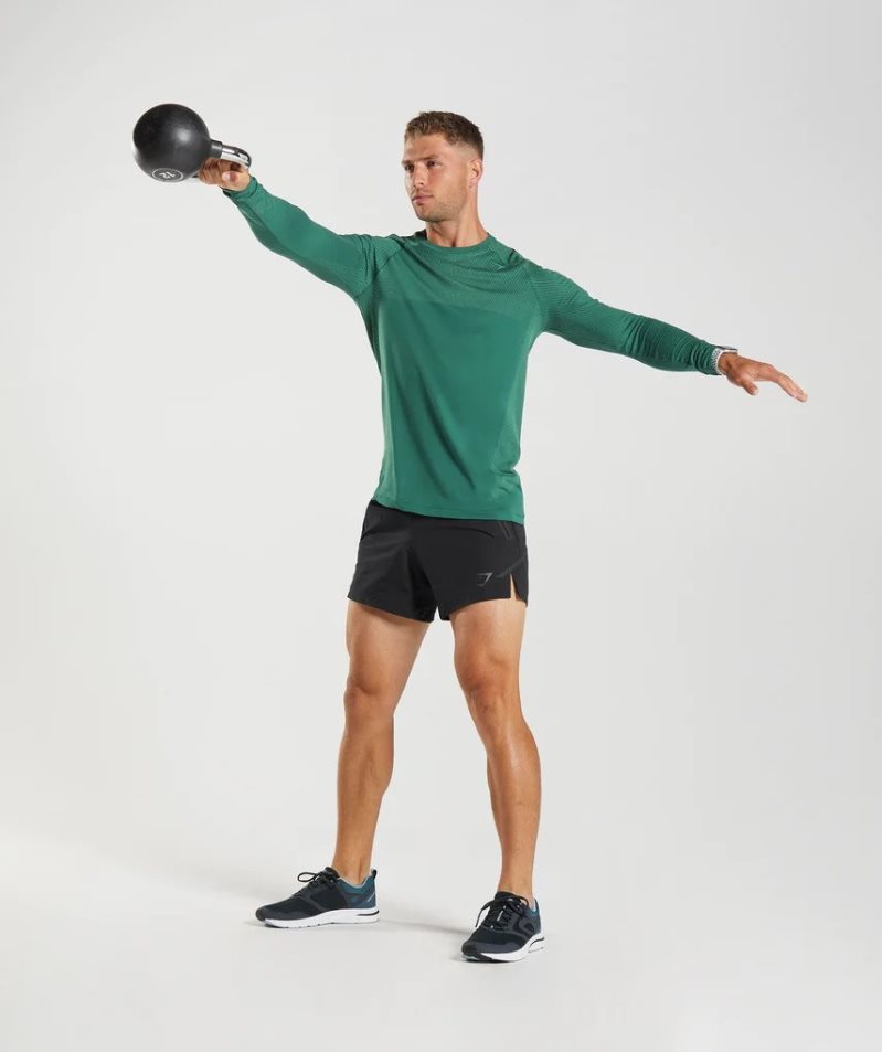 Gymshark Apex Seamless Long Sleeve Férfi Póló Zöld | HU-V-394
