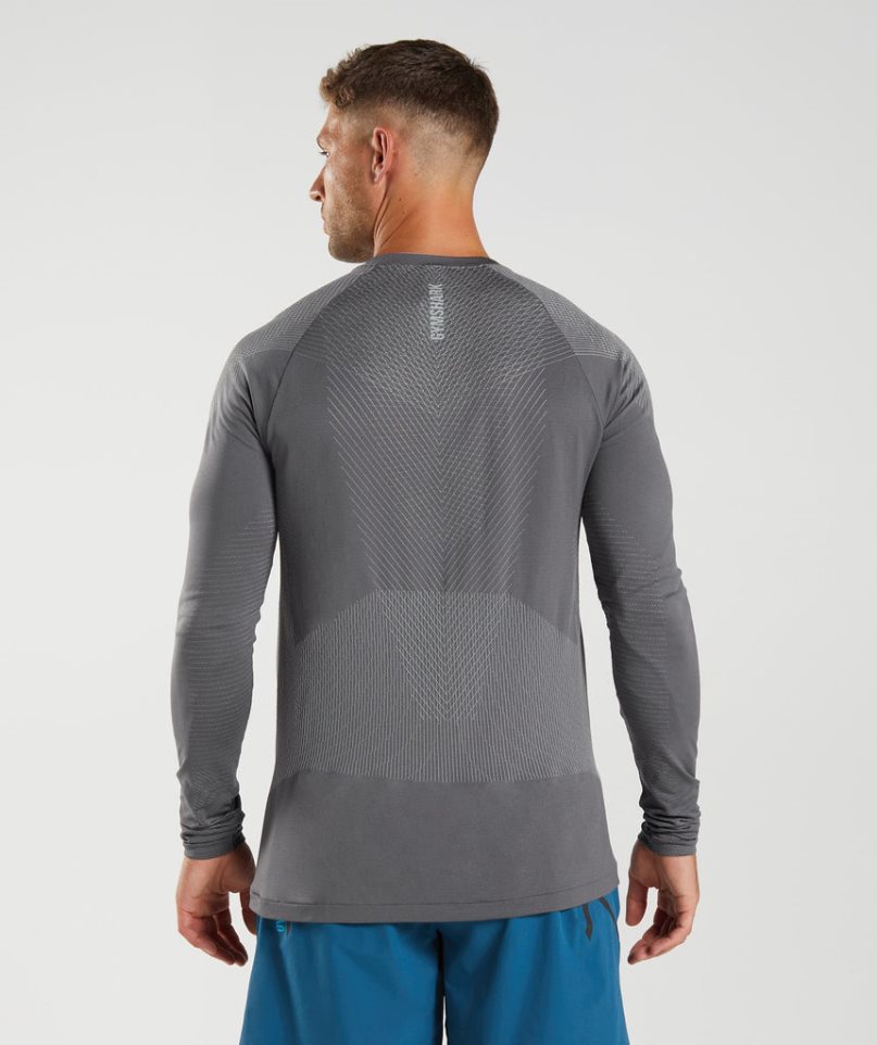 Gymshark Apex Seamless Long Sleeve Férfi Póló Szürke | HU-X-291