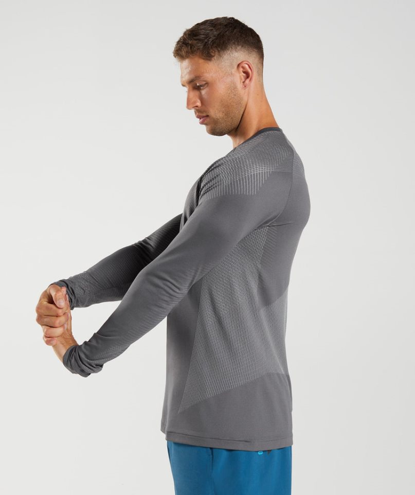 Gymshark Apex Seamless Long Sleeve Férfi Póló Szürke | HU-X-291