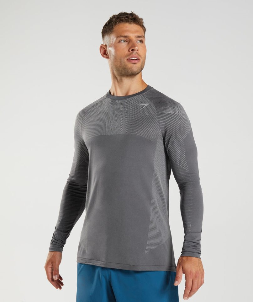 Gymshark Apex Seamless Long Sleeve Férfi Póló Szürke | HU-X-291