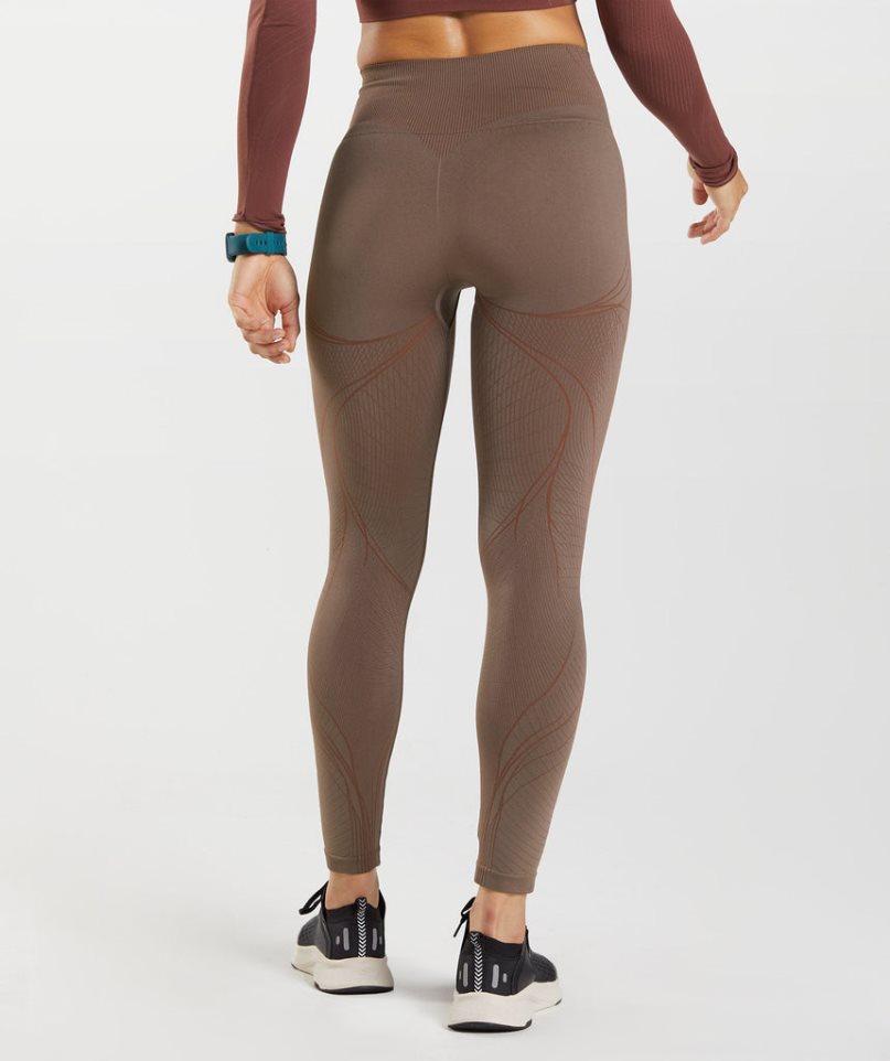 Gymshark Apex Seamless Női Leggings Sötétbarna | HU-W-791